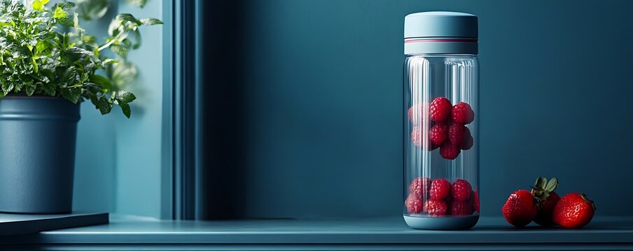 Berries in a modern kitchen jar