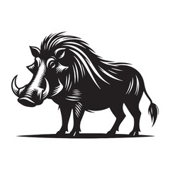 Refined warthog silhouette in vector style for use in custom logos and branding – warthog silhouette – warthog vector – warthog illustration – silhouette of warthog – warthog icon

