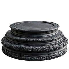 Artistic stone pedestal display gallery 3d model indoor close-up. Isolated on transparent background, png.