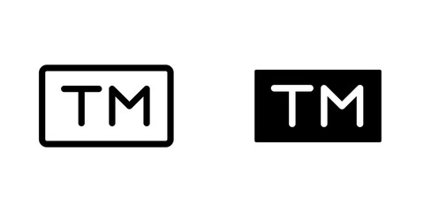 Trademark icon vector symbol collection on white background.