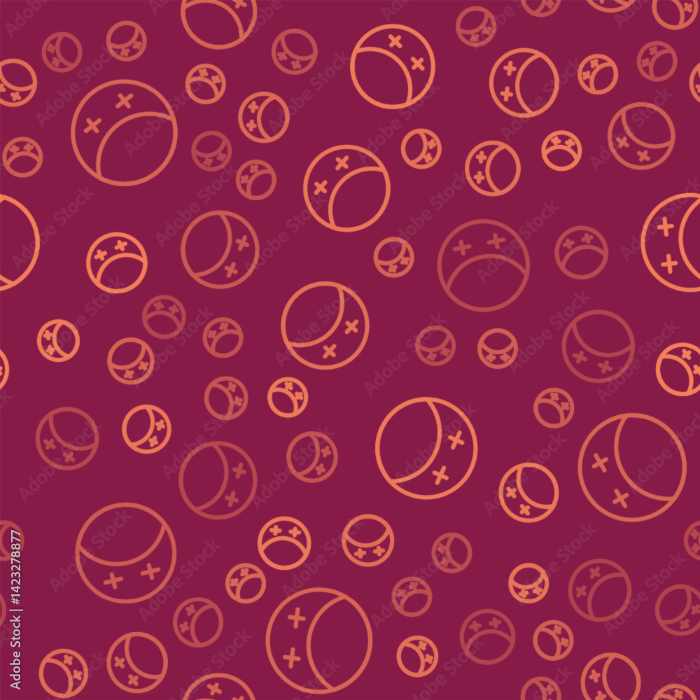 Poster brown line eclipse of the sun icon isolated seamless pattern on red background. total sonar eclipse.