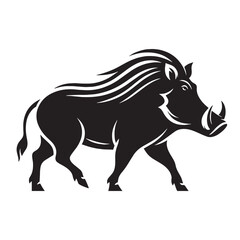 Detailed warthog silhouette vector designed for custom wildlife branding – warthog silhouette – warthog vector – warthog illustration – silhouette of warthog – warthog icon

