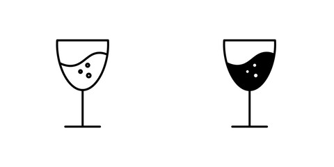 Wine glass icon vector symbol collection on white background.