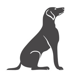 Black dog silhouette, a vector illustration of a cute pet animal with a tail, isolated on white