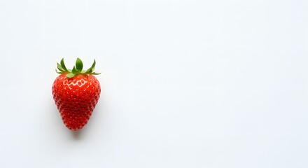 Obraz premium Single Ripe Strawberry on White Background Fresh, Juicy, and Delicious Red Berry Image