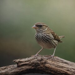 Xenopus Sparrow bird on piece of wood