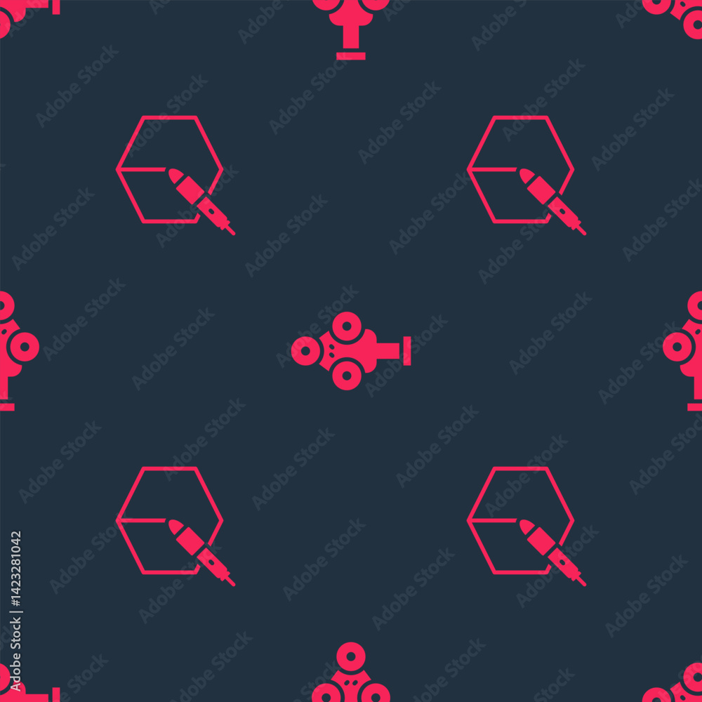 Poster set 3d pen tool and 3d scanner on seamless pattern. vector