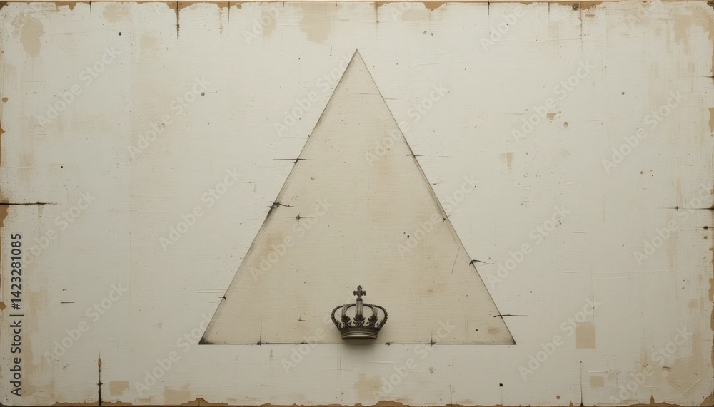 Poster Artistic representation of a crown within a triangular frame contemporary setting visual artwork minimalist design abstract concept