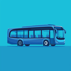 Modern blue city bus on clear background