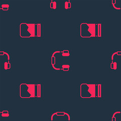 Set Plastic bag of drug and Headphones on seamless pattern. Vector