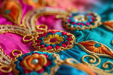 Greeting card with holiday composition for happy celebrate Raksha Bandhan, abstract vivid composition consists of fictional unreal fantastic vision on background for diverse creative work