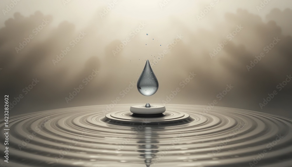 Poster captivating water droplet impact serene nature setting high-quality image calm environment macro vie