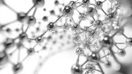 Abstract molecular structure silver atoms science background 3d bond grey cell metal clean white