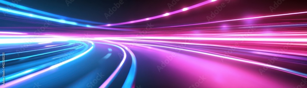 Aufkleber vibrant abstract light trails in dynamic motion with vivid neon colors and glowing streaks creating 