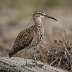  Whimbrel bird on piece of wood