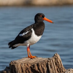  Variable Oystercatcher bird on piece of wood