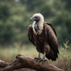 Vulture bird on piece of wood