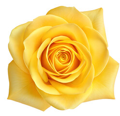 Bright yellow rose in sharp focus showing full bloom and detailed layers of tightly packed petals