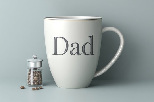 A clean illustration of a coffee mug with â€œ#1 Dadâ€ in bold typography