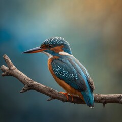  Kingfisher bird on piece of wood