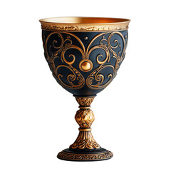 Elegant decorative cup with gold accents studio product photography. Isolated on transparent background, png.