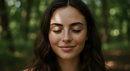 Fototapeta premium Thoughtful Woman with Closed Eyes