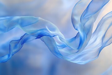 Elegant blue fabric flowing gracefully in a soft wave