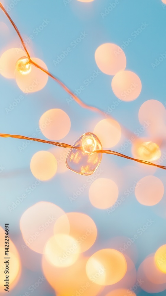 Aufkleber intertwined glowing lines connect illuminated points, creating a network against a soft blue backdro