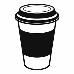 A clean, minimalist black outline vector illustration of a coffee cup