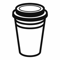 A clean, minimalist black outline vector illustration of a coffee cup