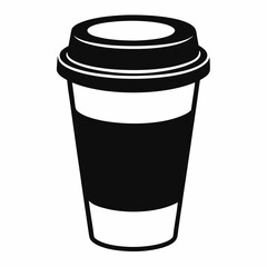 A clean, minimalist black outline vector illustration of a coffee cup