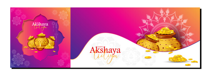 Fototapeta premium Vector Illustration of Happy Akshaya Tritiya. vector set