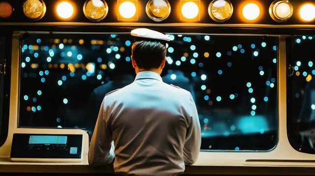 Night Train Conductor at Control Panel