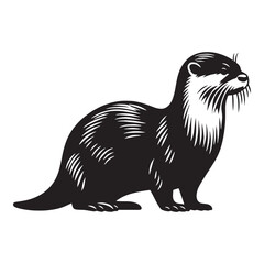 Bold otter silhouette vector with precise lines for custom digital artwork – otter silhouette – otter vector – otter illustration – silhouette of otter – otter icon

