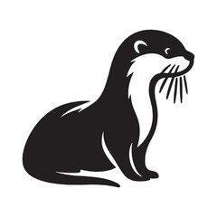 Creative otter vector silhouette designed for nature-focused logos and projects – otter silhouette – otter vector – otter illustration – silhouette of otter – otter icon

