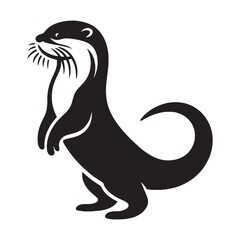 Artistic otter silhouette vector with dynamic lines for custom artwork – otter silhouette – otter vector – otter illustration – silhouette of otter – otter icon

