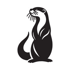 Clear otter silhouette vector designed for nature-themed logo branding – otter silhouette – otter vector – otter illustration – silhouette of otter – otter icon


