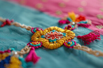 Greeting card with holiday composition for happy celebrate Raksha Bandhan, abstract vivid composition consists of fictional unreal fantastic vision on background for diverse creative work