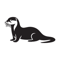 High-quality otter silhouette vector created for high-visibility logo designs – otter silhouette – otter vector – otter illustration – silhouette of otter – otter icon

