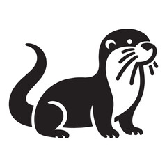 Creative otter silhouette vector ideal for nature-themed artwork and logos – otter silhouette – otter vector – otter illustration – silhouette of otter – otter icon

