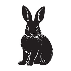 Obraz premium Rabbit minimal black silhouette white background