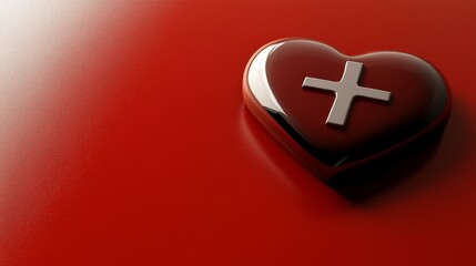 The World Blood Donor Day background features a glowing red cross and heart symbol against a calming red gradient, captured in a minimalist style macro shot