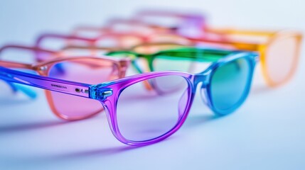Trendy Colorful Eyeglasses on White Background