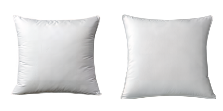 Soft Cushions: Captivating composition of two pristine, fluffy pillows. They showcase the ultimate comfort and relaxation. The details of these cushions present a sense of serenity.