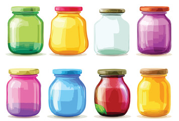 bottle and glass jar vector art