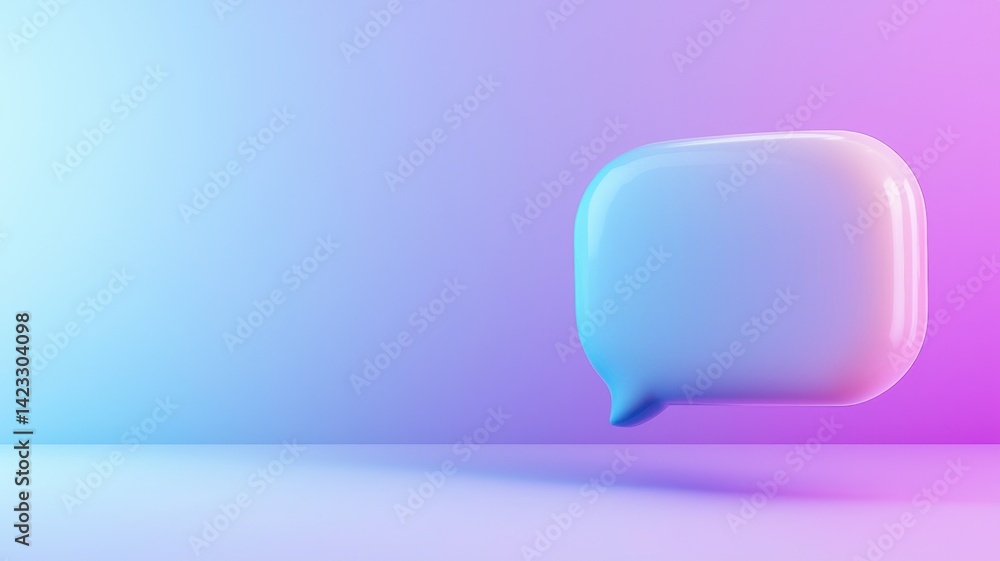 Aufkleber 3d of an empty neon holographic outlined speech bubble floating against a vibrant gradient backgroun