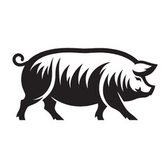 Sophisticated pig illustration with focused silhouette edge detailing – pig silhouette – pig vector – pig illustration – silhouette of pig – pig icon

