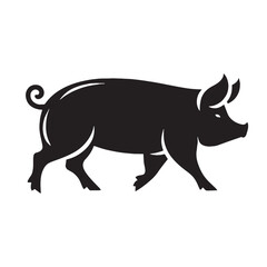 Defined profile pig vector silhouette suitable for sleek identity work – pig silhouette – pig vector – pig illustration – silhouette of pig – pig icon

