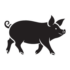 Solid silhouette of pig in bold minimal vector format – pig silhouette – pig vector – pig illustration – silhouette of pig – pig icon

