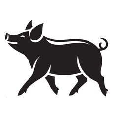 Iconic pig shape in crisp silhouette style for strong visual presence – pig silhouette – pig vector – pig illustration – silhouette of pig – pig icon

